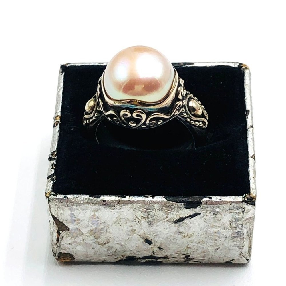 Suarti BA Bali Indonesian Off White Pearl Sterling Silver Ring Size 6